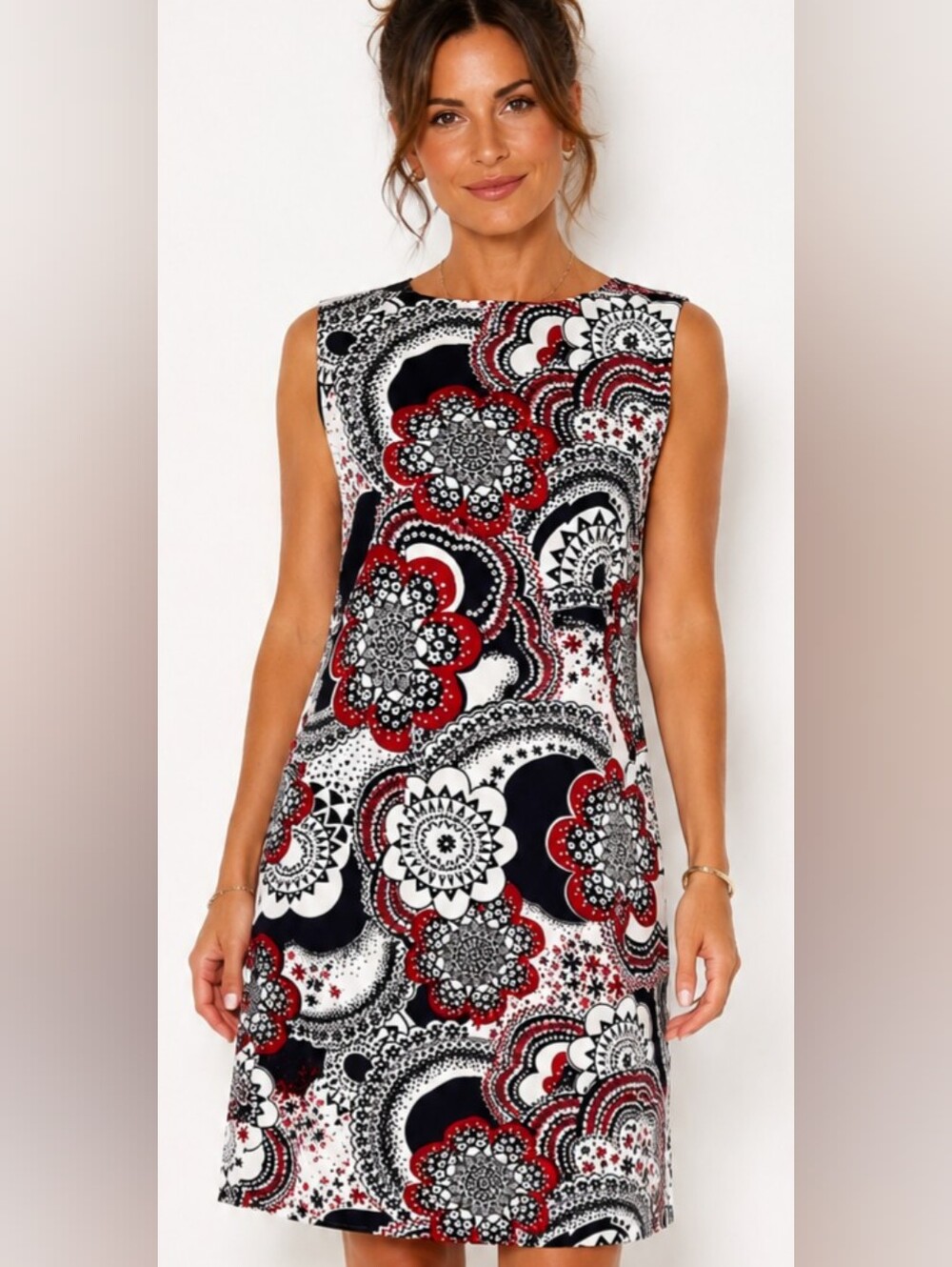 Ann Taylor Loft Floral Medallion Shift Dress Career Sheath Sleeveless Classic